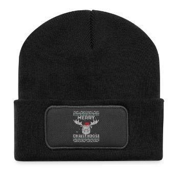 Joyeux Noël - Drôle Laid Noël Design - Beanie recyclé à patch - noir - Devant