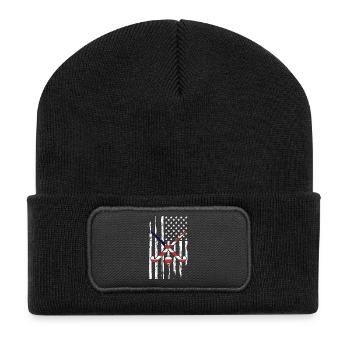 Eishockey Hockey Eishockeyspieler Geschenk  - Recycelte Patch Beanie - Schwarz - Vorne