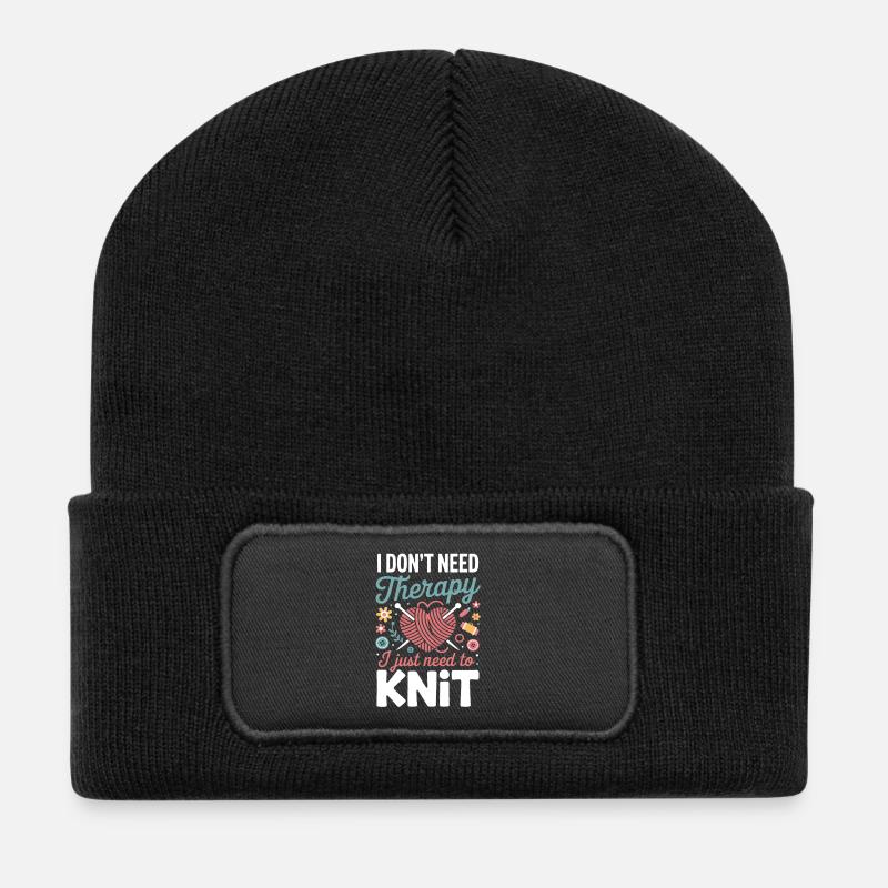 Knit Therapy Heart - Recycled Patch Beanie - black