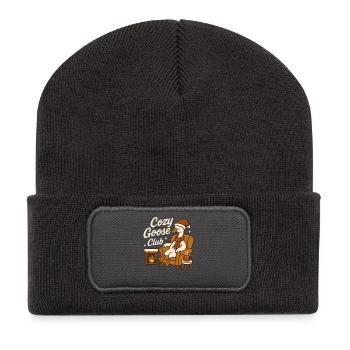 Noël Cozy Goose Club Santa Noël - Beanie recyclé à patch - charbon - Devant