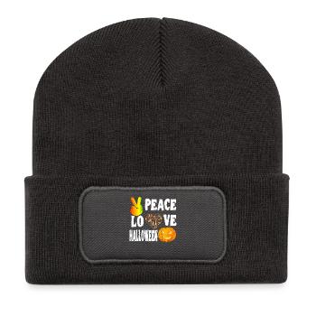 Frieden Liebe Halloween Kostüm Hippie Flower Power - Recycelte Patch Beanie - Dunkelgrau - Vorne