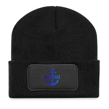 Anker Lindau Bodensee - Recycelte Patch Beanie - Schwarz - Vorne