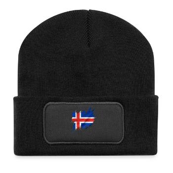 Drapeau islandais, style déchiré - Beanie recyclé à patch - noir - Devant