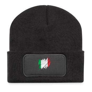 Flagge Italiens, abgerissen Stil - Recycelte Patch Beanie - Dunkelgrau - Vorne