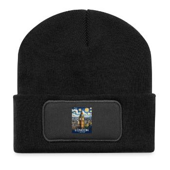 London - Recycelte Patch Beanie - Schwarz - Vorne