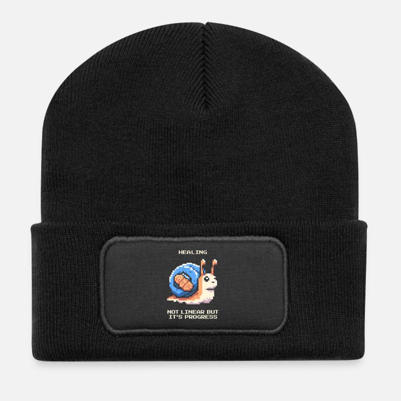 Heilung ist nicht linear | Fortschritt, Genesung - Recycelte Patch Beanie - Schwarz