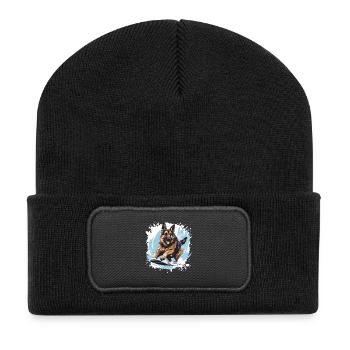 German Shepherd Dog Snowboard - Recycled Patch Beanie - black - Front
