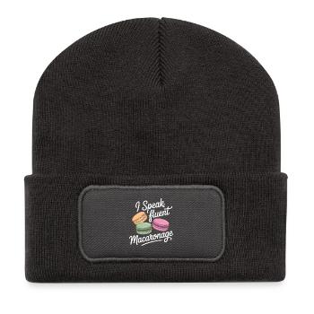 Macaron Desserts Français - Beanie recyclé à patch - charbon - Devant
