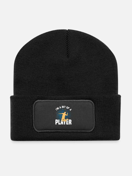 Badminton Design - Un petit joueur de badminton - Beanie recyclé à patch - noir