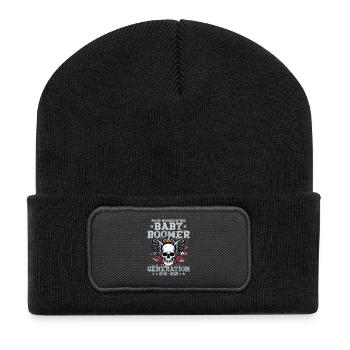 Baby Boomers Generation Skull mit Krone - Recycelte Patch Beanie - Schwarz - Vorne