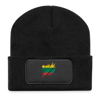 Litauische Flagge, Rissstil - Recycelte Patch Beanie - Schwarz - Vorne