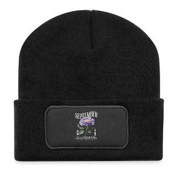 Birth Flowers Birth Flower September Aster - Recycled Patch Beanie - black - Front