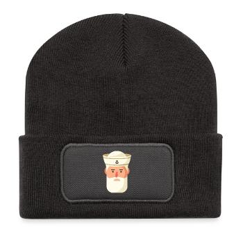 Nautic Design Old Salt Sailor Cartoon - Recycled Patch Beanie - dark grey - Front