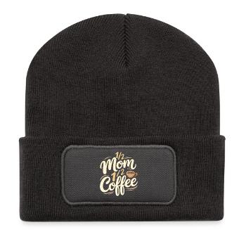 Mère Caféine Moitié Maman Moitié Café - Beanie recyclé à patch - charbon - Devant