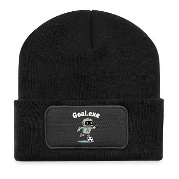 Goal.Exe Roboter Fußball - Recycelte Patch Beanie - Schwarz - Vorne