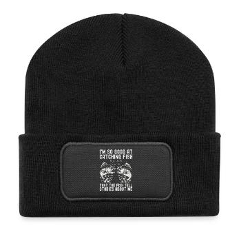 Fishing Angler Fisherman Fish Funny Angler Saying - Recycled Patch Beanie - black - Front