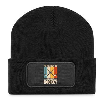 Hockey Hockey sur glace Cadeau pour joueur de hockey sur glace - Beanie recyclé à patch - noir - Devant