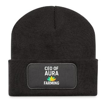 CEO OF AURA FARMING Funny Saying  - Recycled Patch Beanie - dark grey - Front
