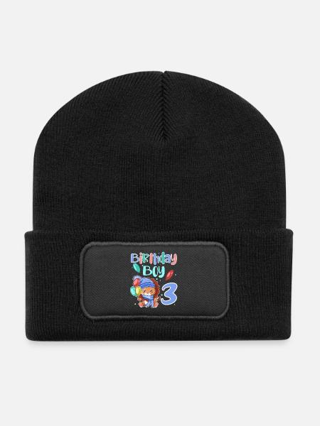 3. Geburtstag Löwe - Recycelte Patch Beanie - Schwarz
