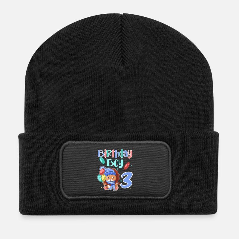 3. Geburtstag Löwe - Recycelte Patch Beanie - Schwarz