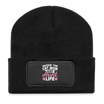 Aunt Gift Best Aunt In The World - Recycled Patch Beanie - black - Front