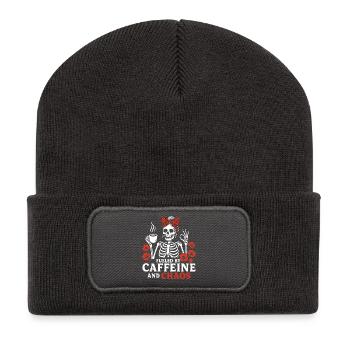 Mother Caffeine Mom Skeleton Coffee - Recycled Patch Beanie - dark grey - Front