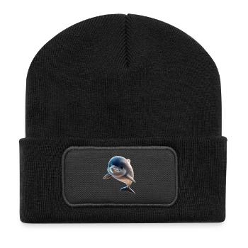 Dolphin Diver Dolphins Ocean Cute Dolphins Dolphin - Recycled Patch Beanie - black - Front