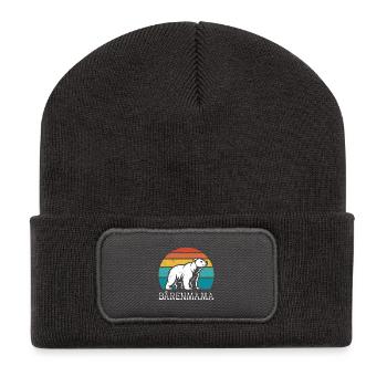 Expectant mother BEAR MAMA Soon to be mom Funny - Recycled Patch Beanie - dark grey - Front