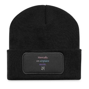 Ne pas déranger – mentalement en mode avion - Beanie recyclé à patch - noir - Devant