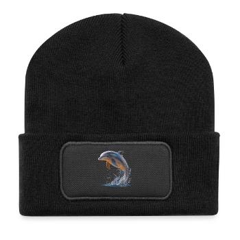 Dolphin Diver Dolphins Ocean Cute Dolphins Dolphin - Recycled Patch Beanie - black - Front