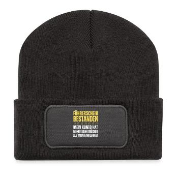 Permis de conduire réussi - Beanie recyclé à patch - charbon - Devant