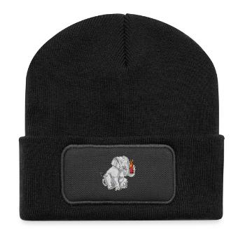 Elephant bouteille de bière - Beanie recyclé à patch - noir - Devant