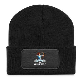 Le patron de l’archer vise - Beanie recyclé à patch - noir - Devant