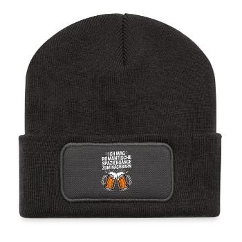 I like romantic walks to the neighbor - Recycled Patch Beanie - dark grey - Front