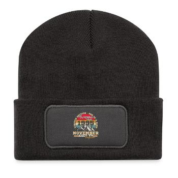 November 1995 Vintage Retro Geburtstag - Recycelte Patch Beanie - Dunkelgrau - Vorne