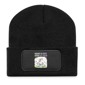 Rentner Einhorn Lustiger Spruch Rente Ruhestand - Recycelte Patch Beanie - Schwarz - Vorne