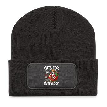 Des chats pour tout le monde - Beanie recyclé à patch - charbon - Devant