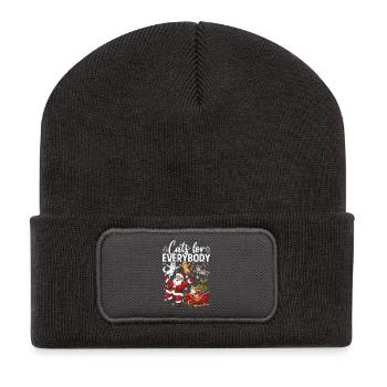 Des chats pour tout le monde - Beanie recyclé à patch - charbon - Devant