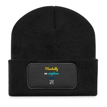 Mentaler Flugmodus - Recycelte Patch Beanie - Schwarz - Vorne