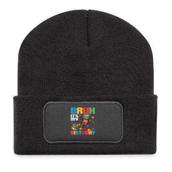 Bruh It’s My Birthday Funny Brick Builder - Recycled Patch Beanie - dark grey - Front