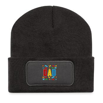 Papa Ziegelbauer Vaterschaft Blockbau - Recycelte Patch Beanie - Dunkelgrau - Vorne