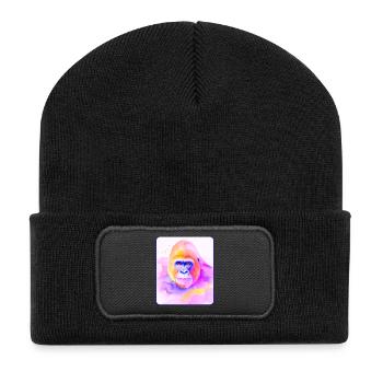 Gorilla Portrait (Watercolor) - Recycled Patch Beanie - black - Front