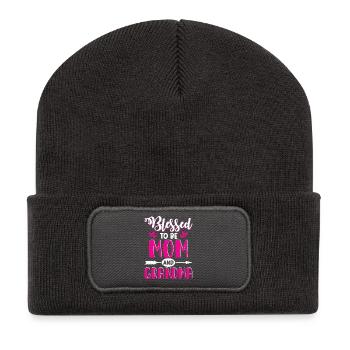 Oma Geschenk Weihnachtsgeschenke Großmutter  - Recycelte Patch Beanie - Dunkelgrau - Vorne