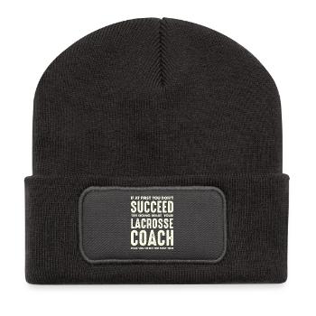 Lacrosse Coach Motivation Quote - Recycled Patch Beanie - dark grey - Front