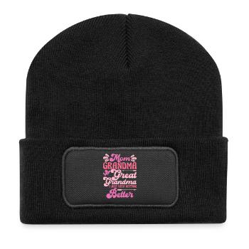 Oma Mama Geschenk Weihnachtsgeschenke Großmutter  - Recycelte Patch Beanie - Schwarz - Vorne