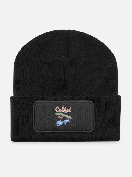 Collect Memories Not Things - Recycled Patch Beanie - black