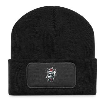 Pferd Weihnachten Lustig - Recycelte Patch Beanie - Schwarz - Vorne