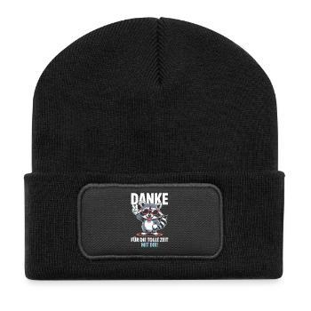 Danke Für Die Tolle Zeit Mit Dir - Recycelte Patch Beanie - Schwarz - Vorne