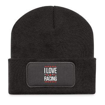 J’adore le design de cœur de course - Beanie recyclé à patch - charbon - Devant