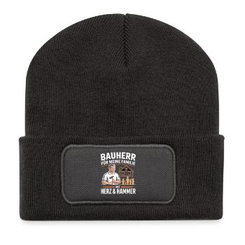 Builder for my family – Herz & Hammer - Recycled Patch Beanie - dark grey - Front
